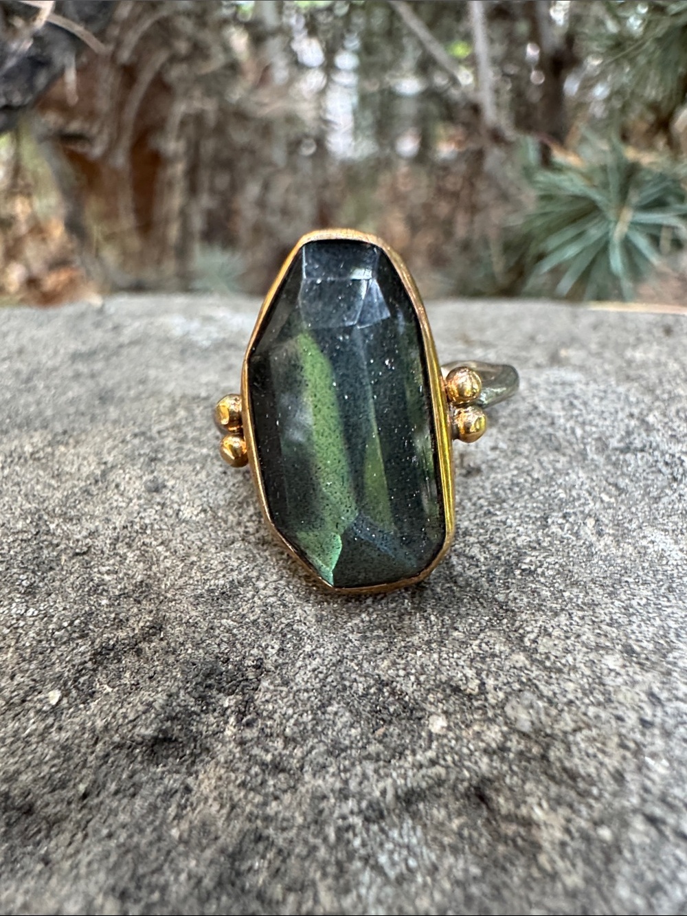 Sundance Laborite Gemstone Ring with Gold Accents - Women Jewelry
